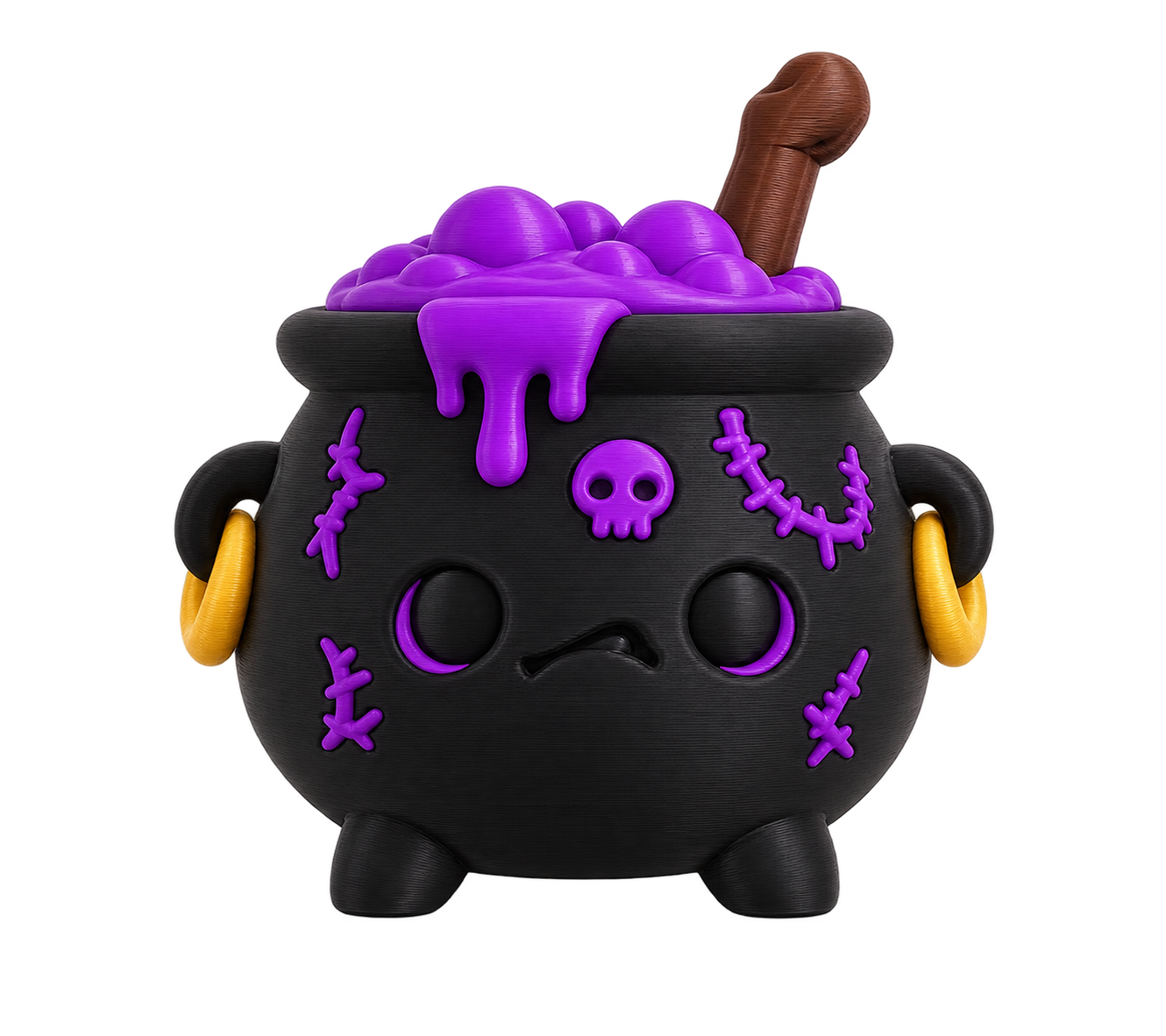 Clicker Calderone — NAMII Clicker Calderone Halloween, fidget toy 3D stampato con dettagli viola e teschio.