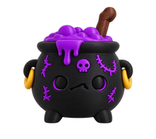 Clicker Calderone — NAMII Clicker Calderone Halloween, fidget toy 3D stampato con dettagli viola e teschio.