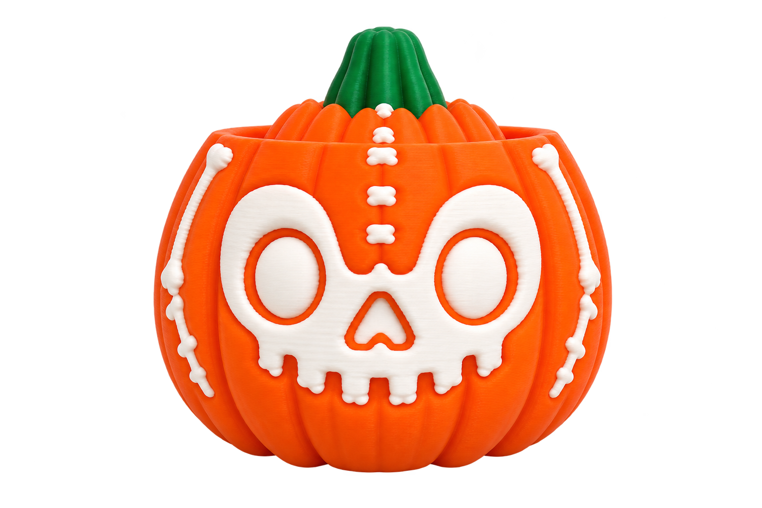 Clicker Zucca — NAMII Clicker Zucca Halloween, fidget toy 3D stampato a forma di zucca con scheletro.